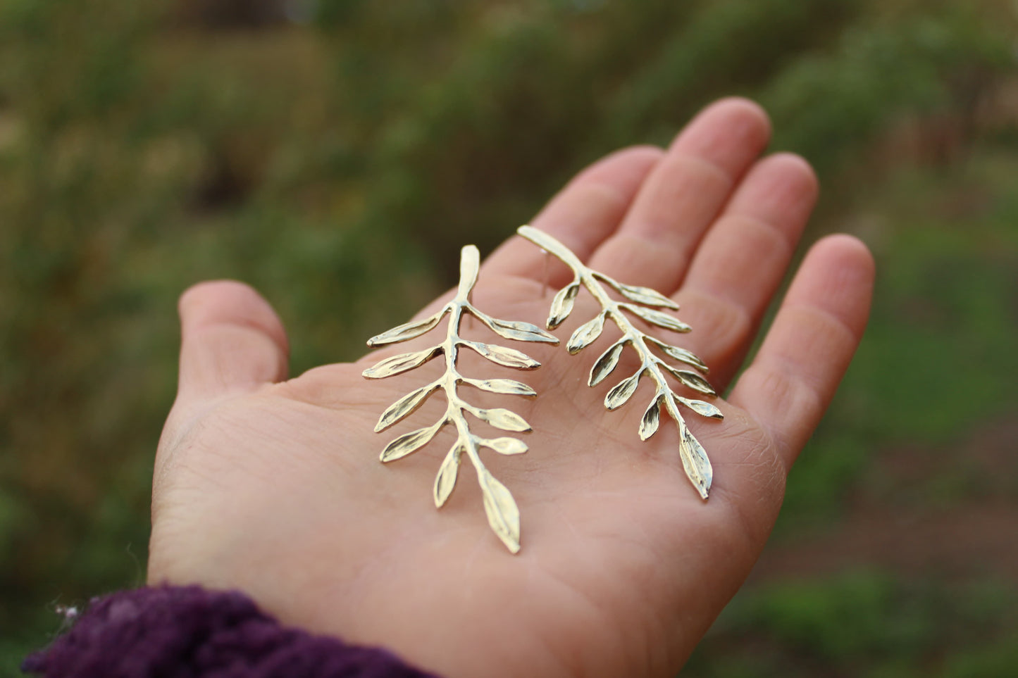 Aros hoja de Olivo bronce grande