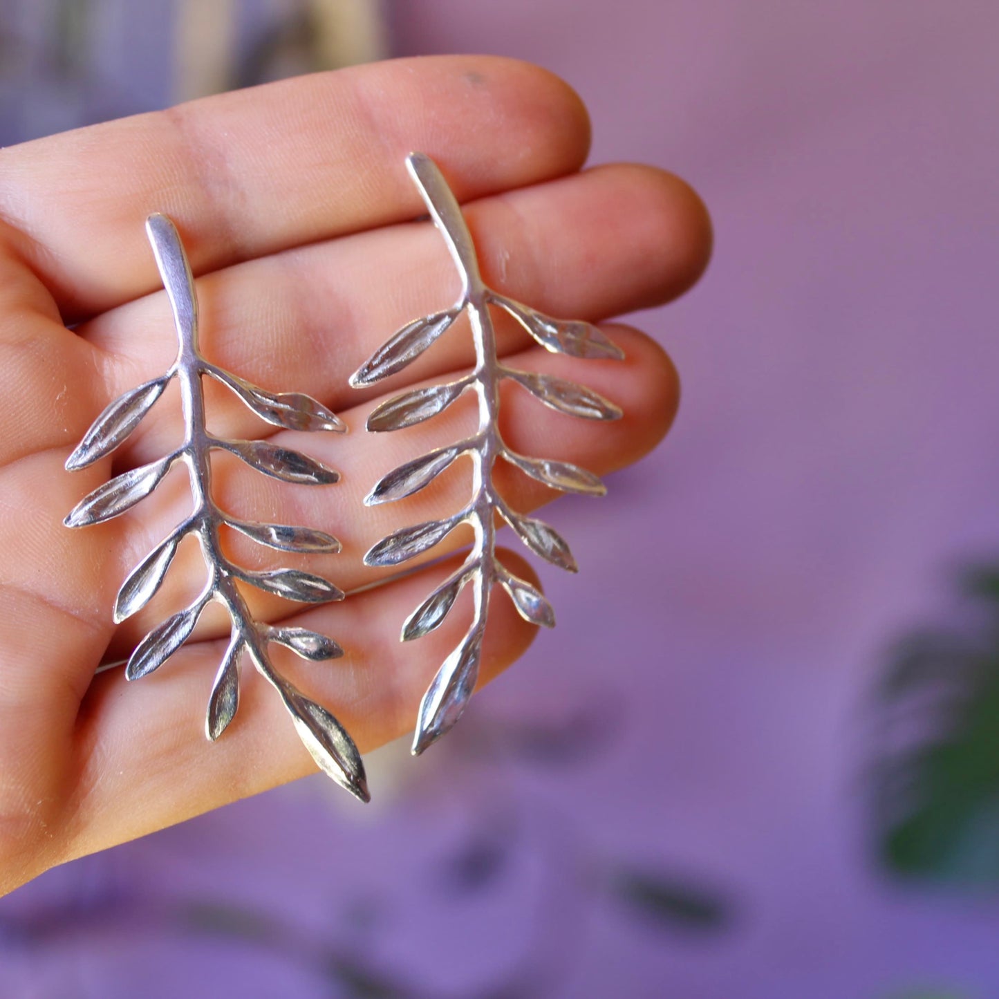 Aros hojas de olivo en plata