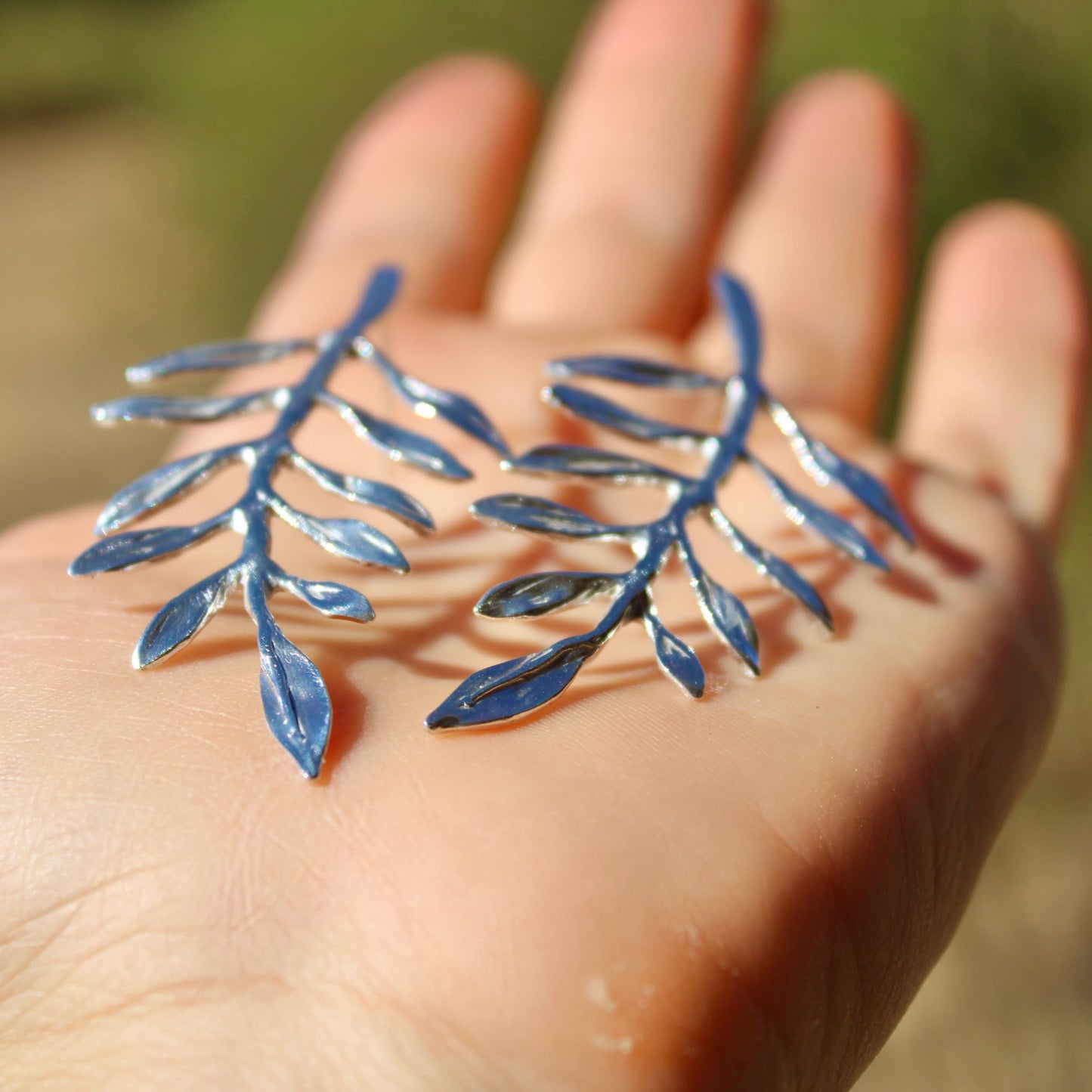 Aros hojas de olivo en plata