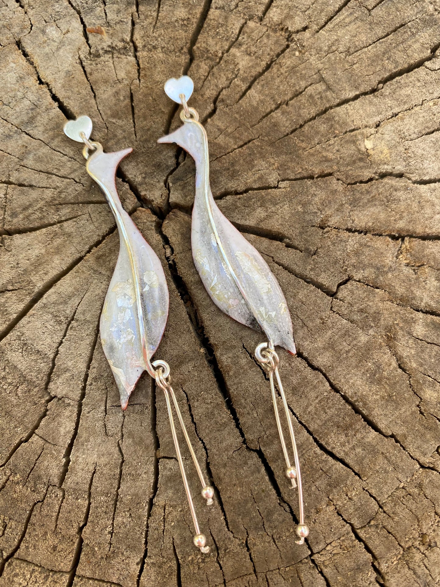 Aros Garzas de Cobre Esmaltado al Fuego, Plata y Oro | Inspirados en el Valle de Elqui