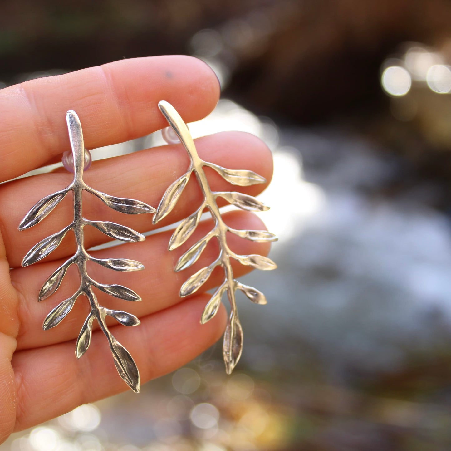 Aros hojas de olivo en plata