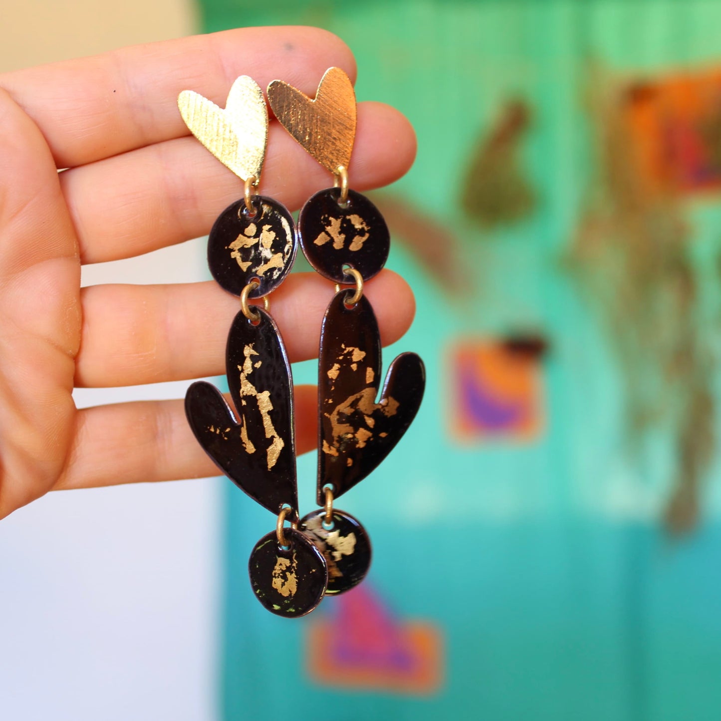 Aros corazón dorado grande