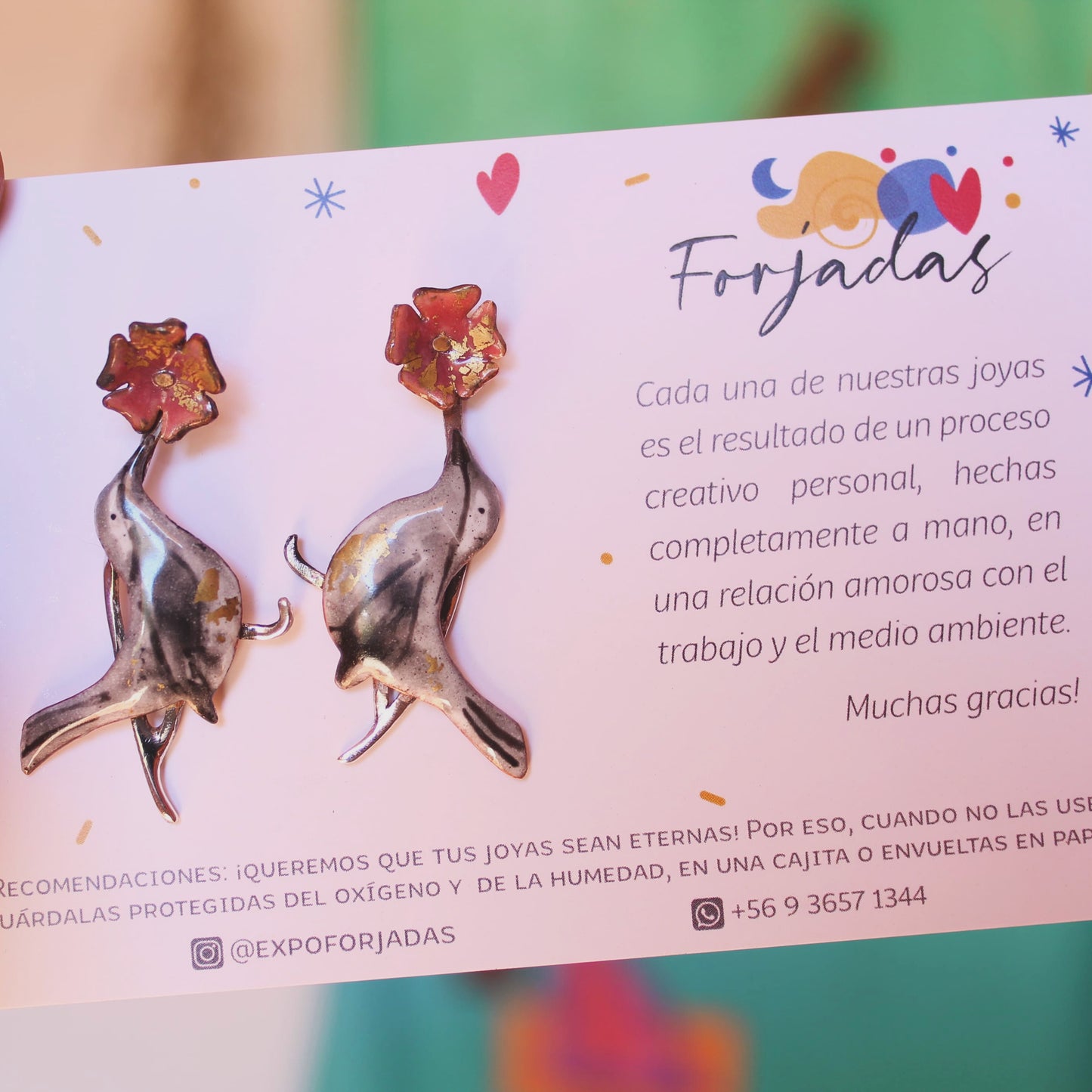 Aros Tenca y flor pata guanaco