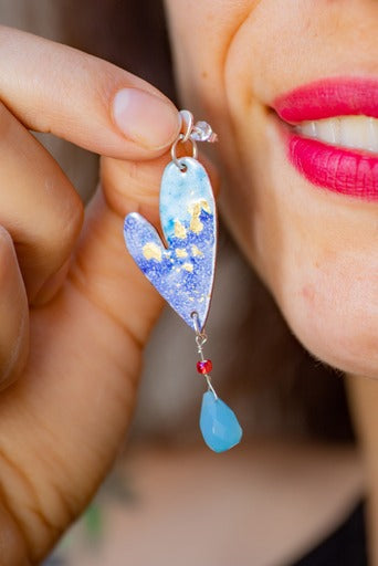 Aros corazón y piedras