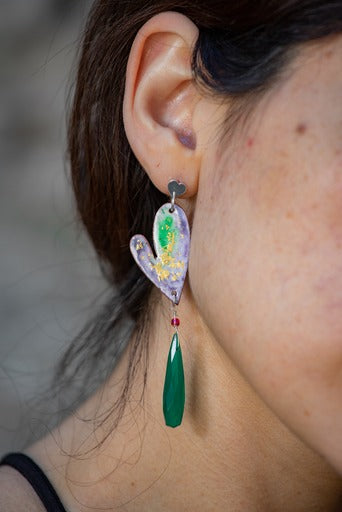 Aros corazón y piedras