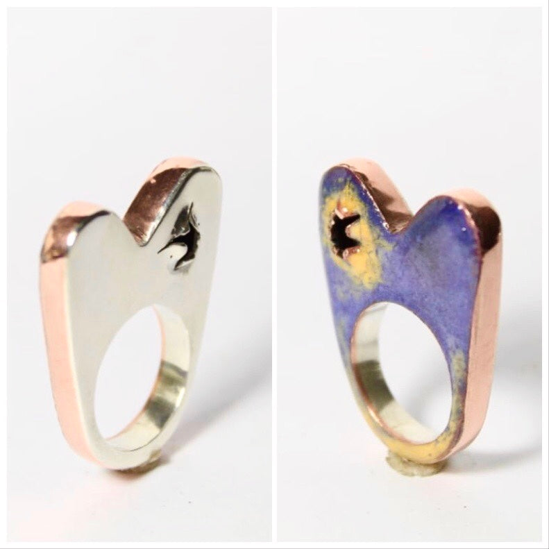 Anillo corazón roto dos caras