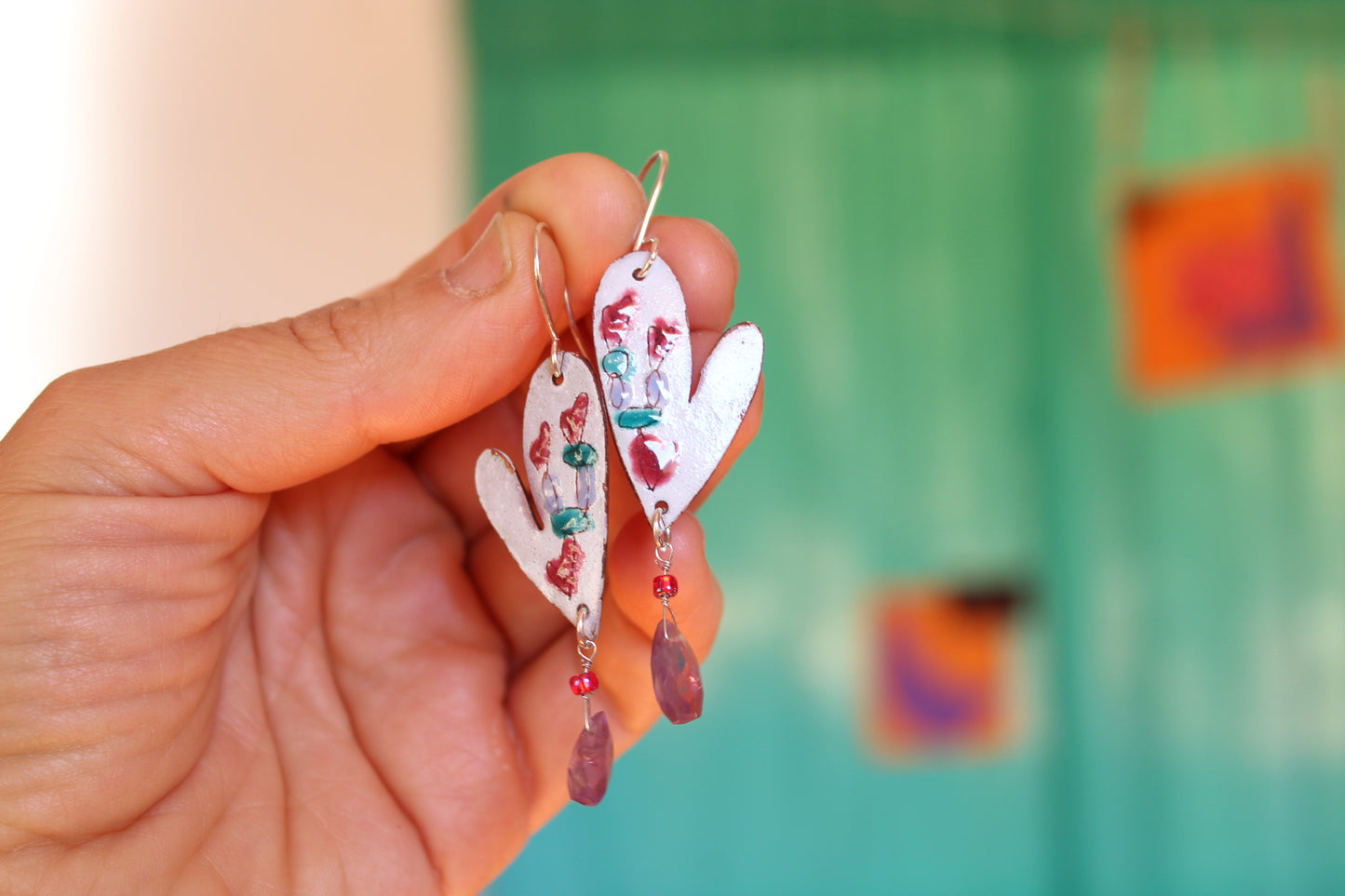 Aros corazón y piedras