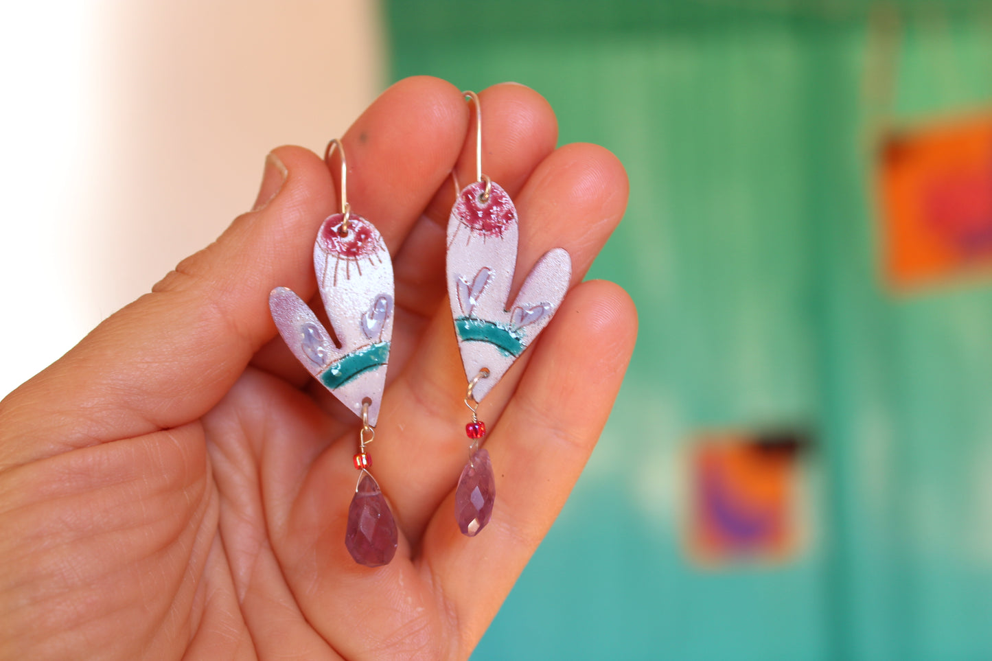 Aros corazón y piedras