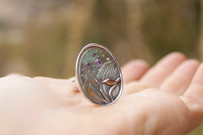 Anillo Aves Bajo las Estrellas en Plata 950 con Circones | Forjadas