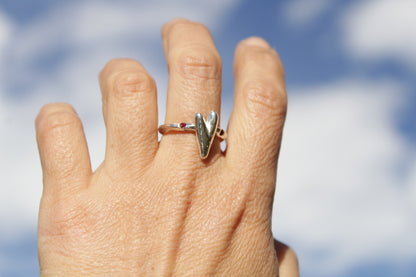 Anillo Corazón en Plata 950 con Circones | Joyería Artesanal Forjadas