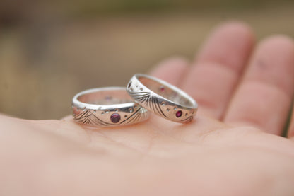 Anillos de Plata 950 y circones. Cordillera y noches estrelladas