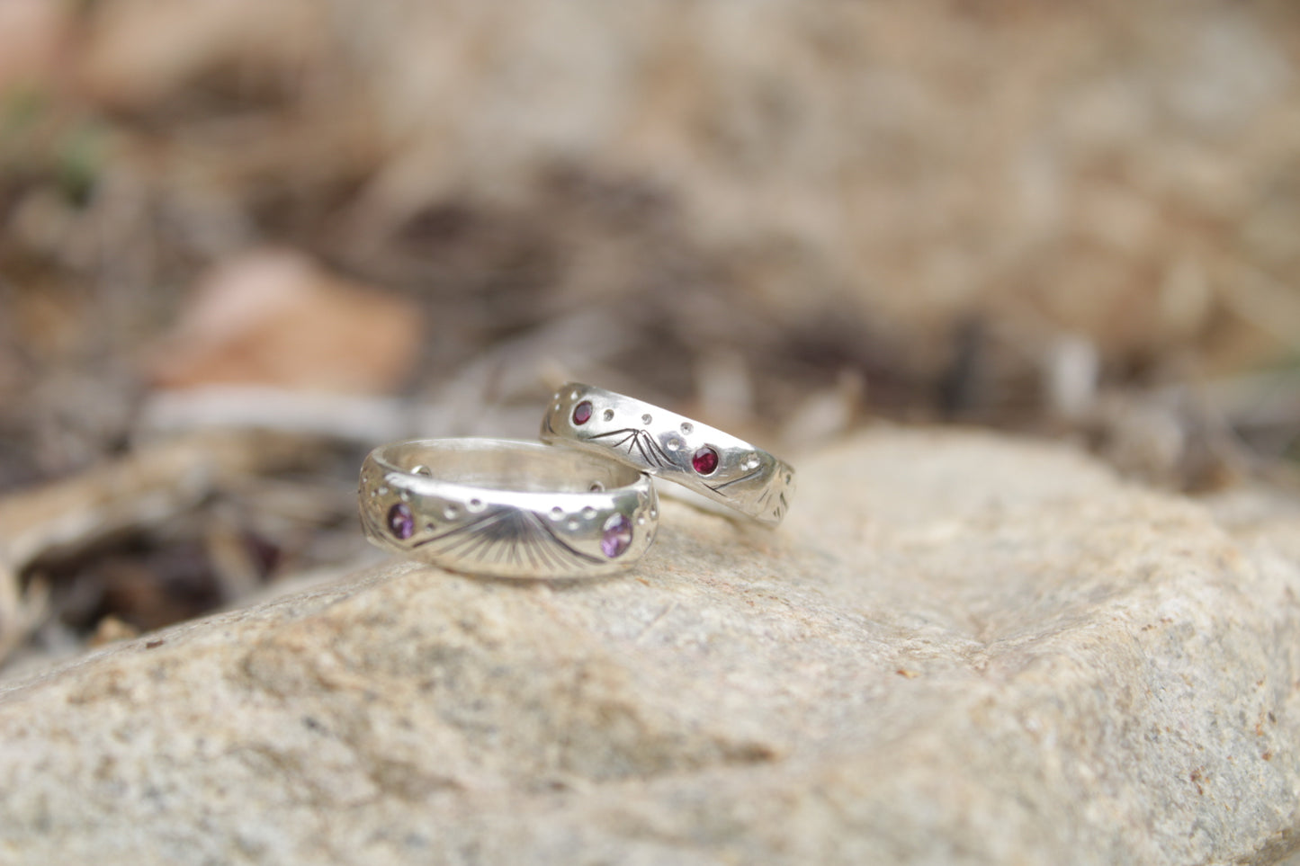 Anillos de Plata 950 y circones. Cordillera y noches estrelladas