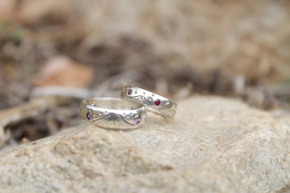 Anillos de Plata 950 y circones. Cordillera y noches estrelladas