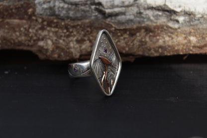 Anillo Aves Bajo las Estrellas en Plata 950 con Circones | Forjadas