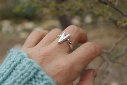 Anillo Corazón en Plata 950 con Circones | Joyería Artesanal Forjadas