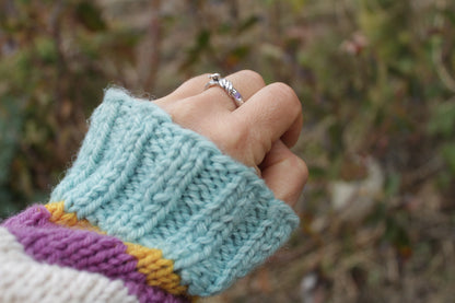 Anillo de Plata 950 Rama, Flor y Circones | Joyería Inspirada en la Naturaleza