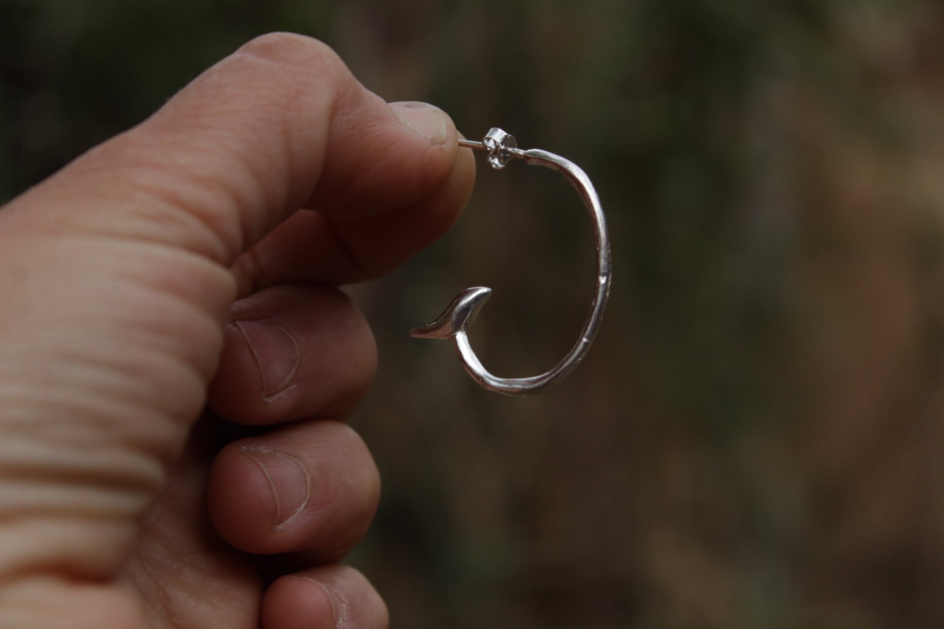 Aros de plata 950 Ave sobre Rama en formato argolla inspirados en el Valle de Elqui