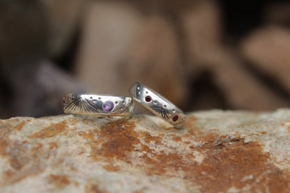 Anillos de Plata 950 y circones. Cordillera y noches estrelladas