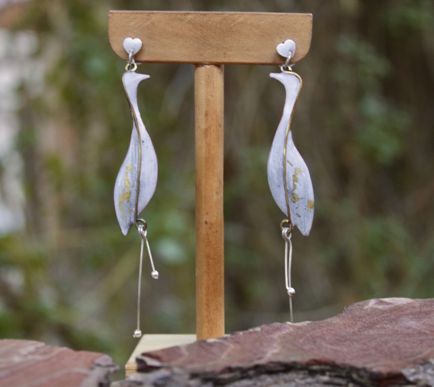 Aros Garzas de Cobre Esmaltado al Fuego, Plata y Oro | Inspirados en el Valle de Elqui