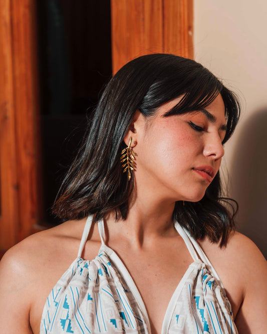 Aros hoja de Olivo bronce grande